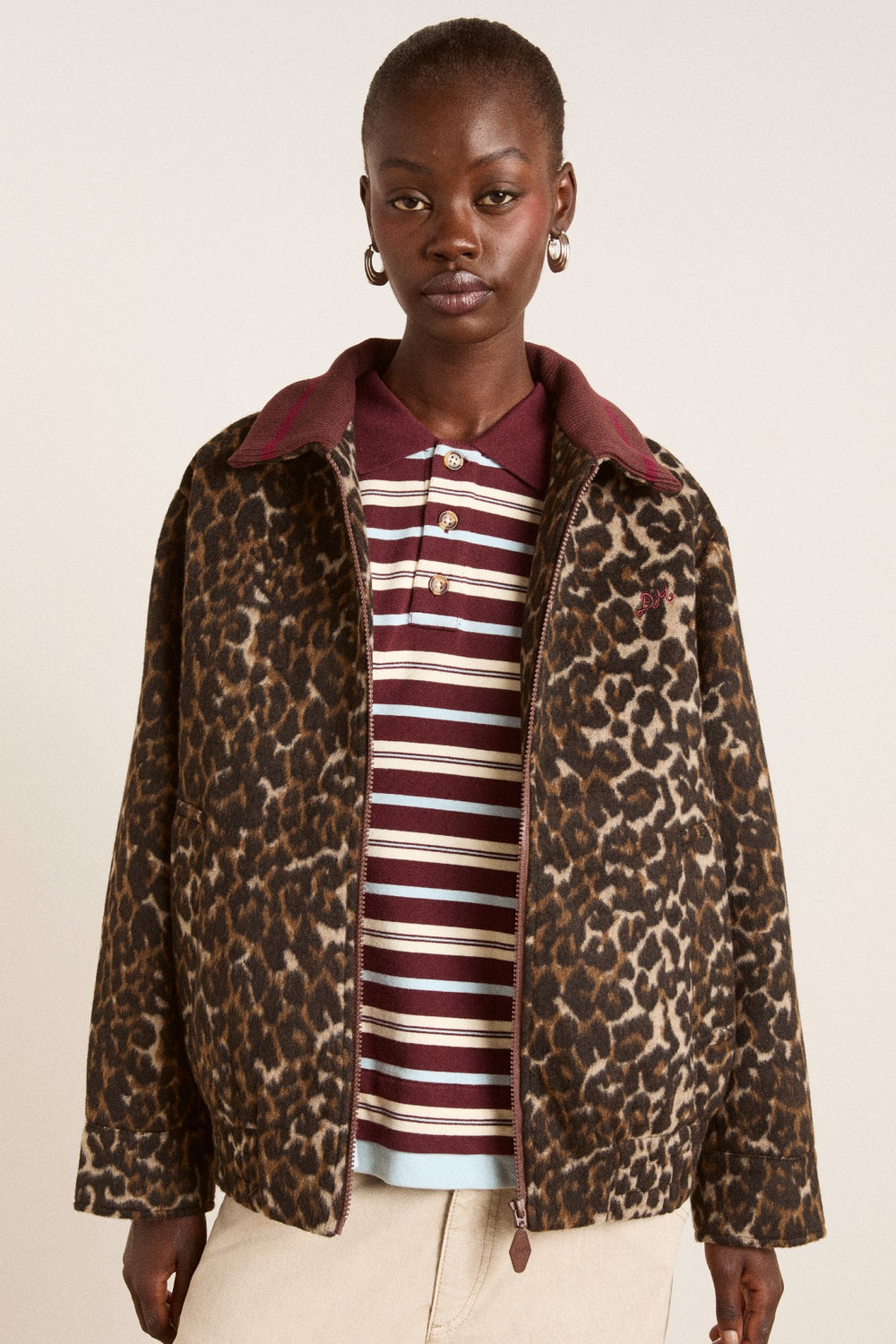 Damson Madder Pixie Bomber Jacket - Leopard