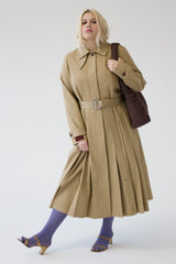 Damson Madder sofia pleated trench - light stone