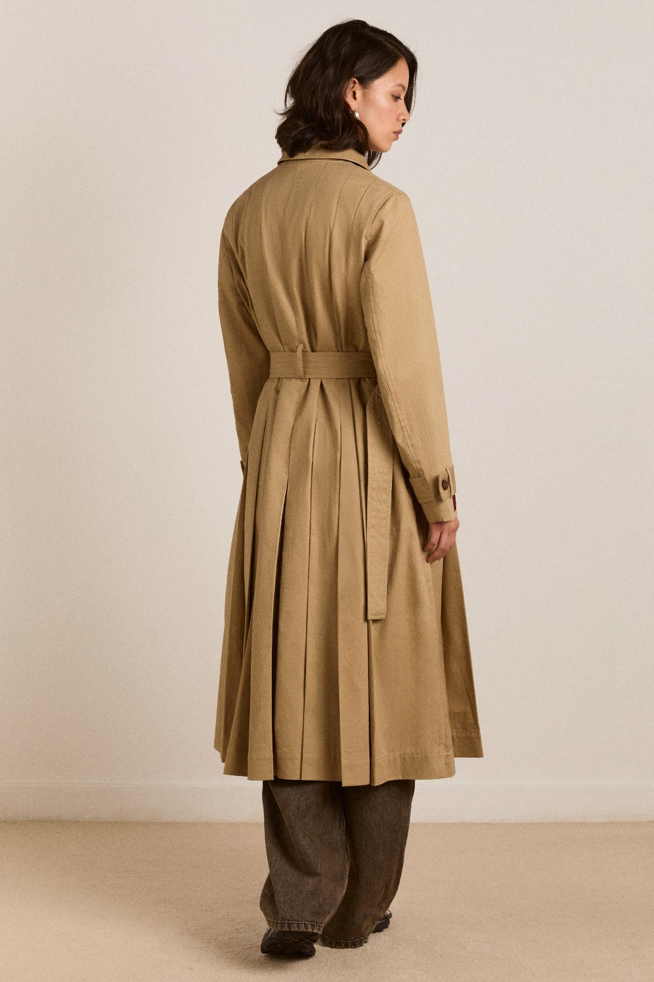 Damson Madder sofia pleated trench - light stone