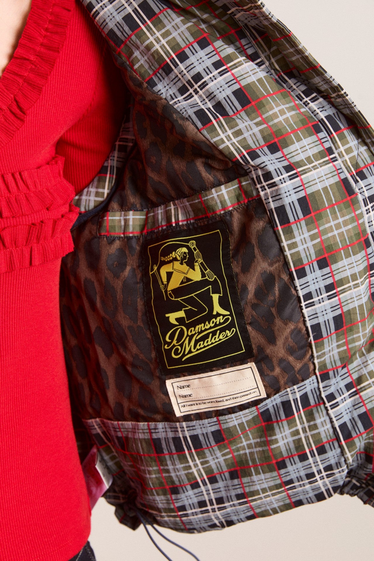 Damson Madder pearl hooded puffer - multi check