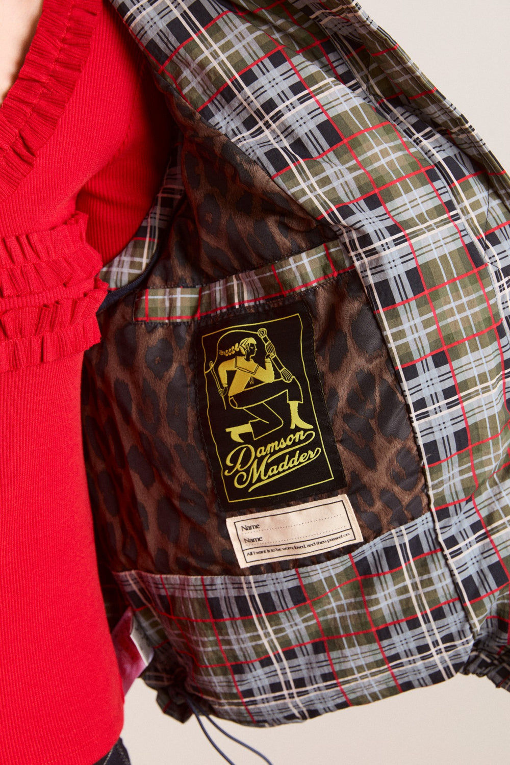 Damson Madder pearl hooded puffer - multi check