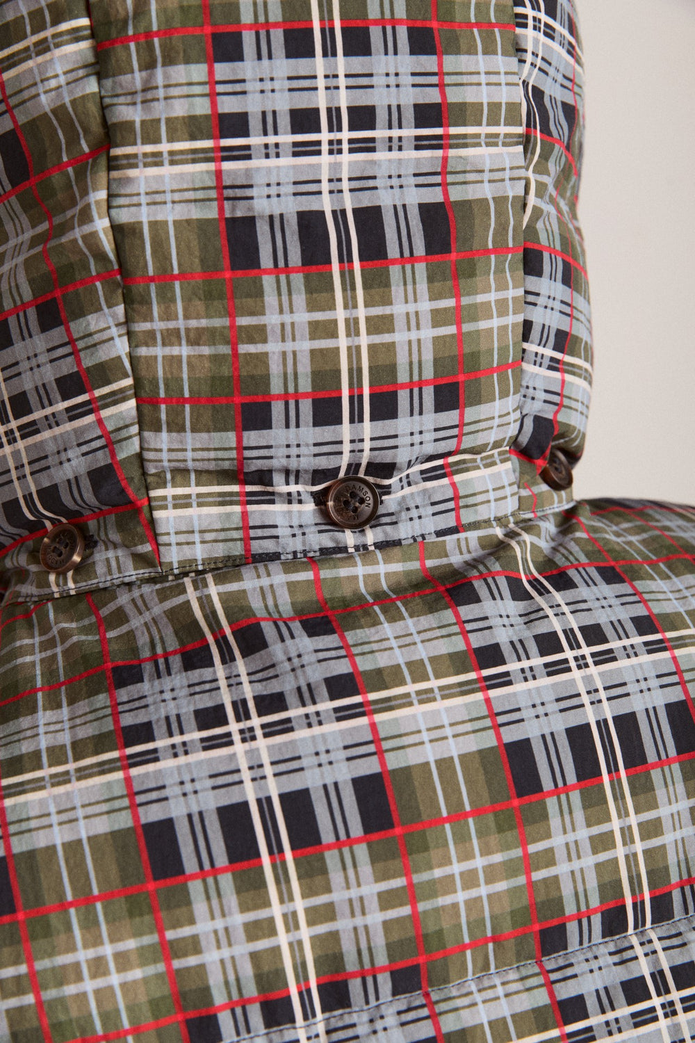 Damson Madder pearl hooded puffer - multi check