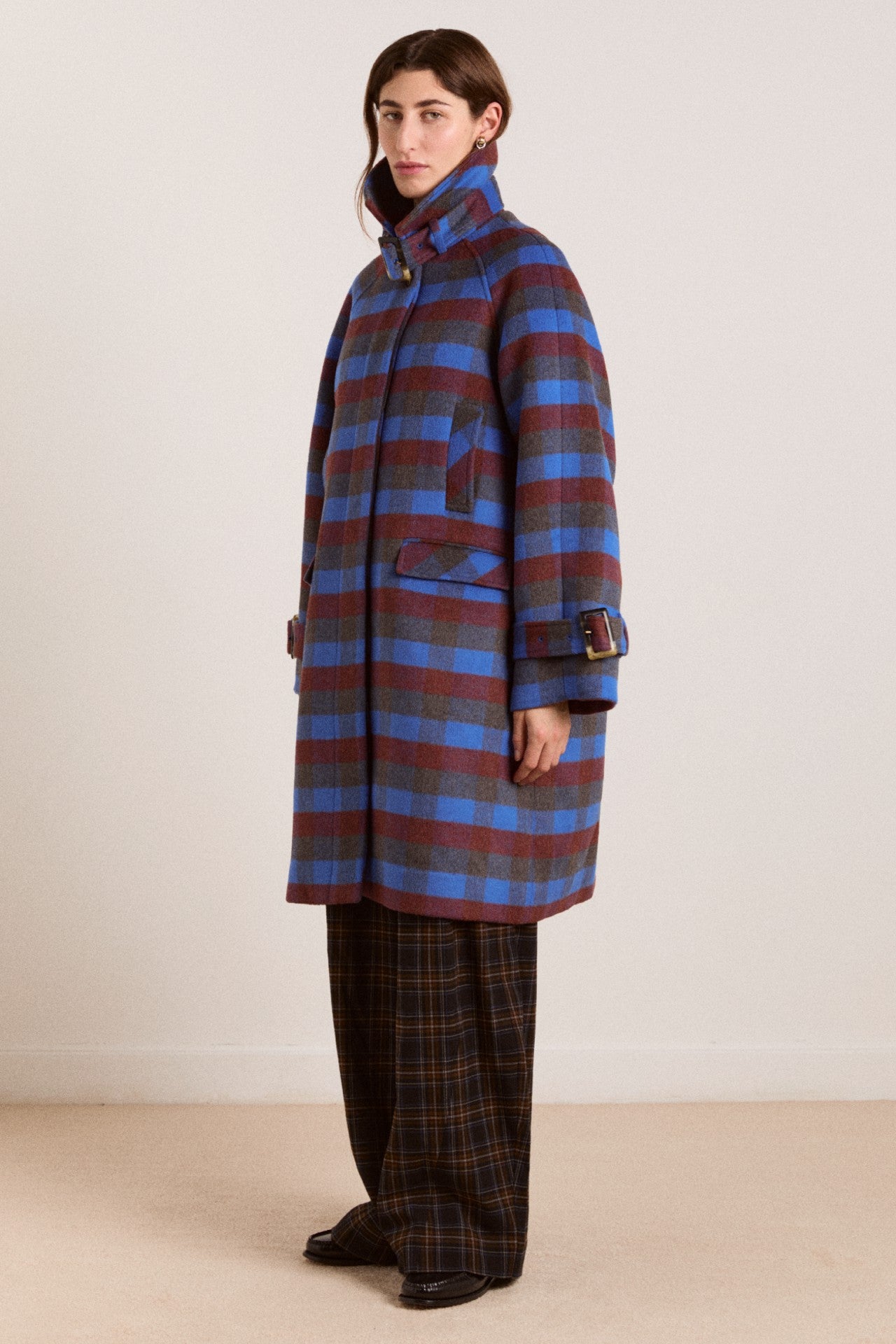 Damson Madder vivi wool coat - blue/brick