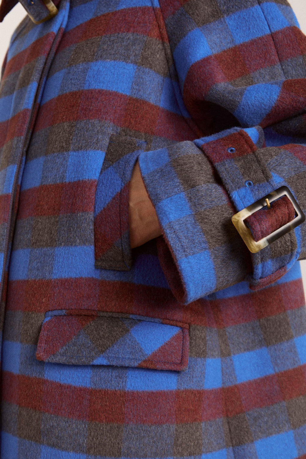 Damson Madder vivi wool coat - blue/brick