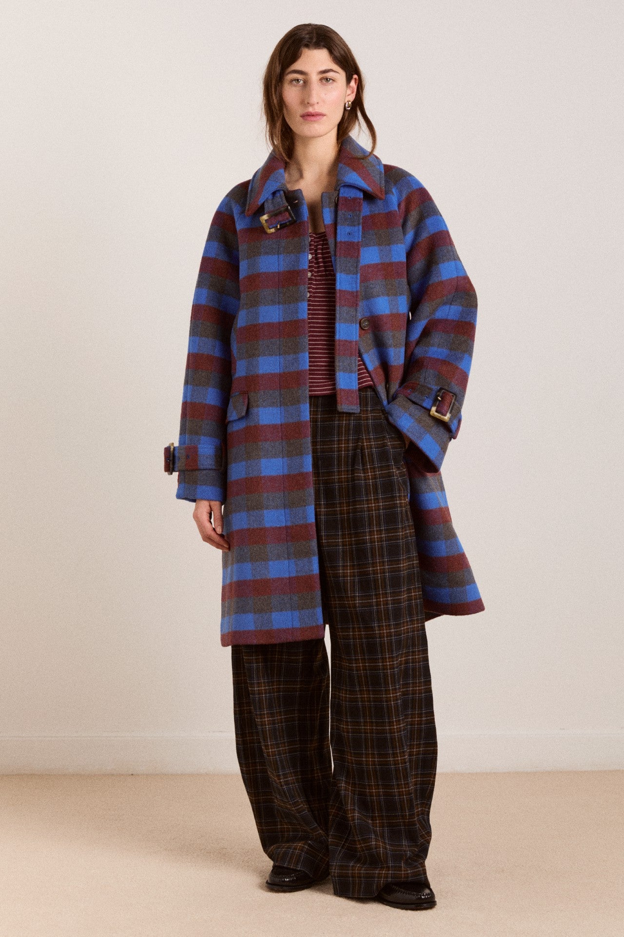 Damson Madder vivi wool coat - blue/brick