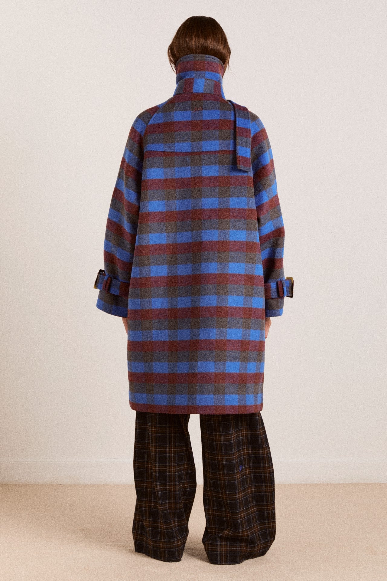 Damson Madder vivi wool coat - blue/brick