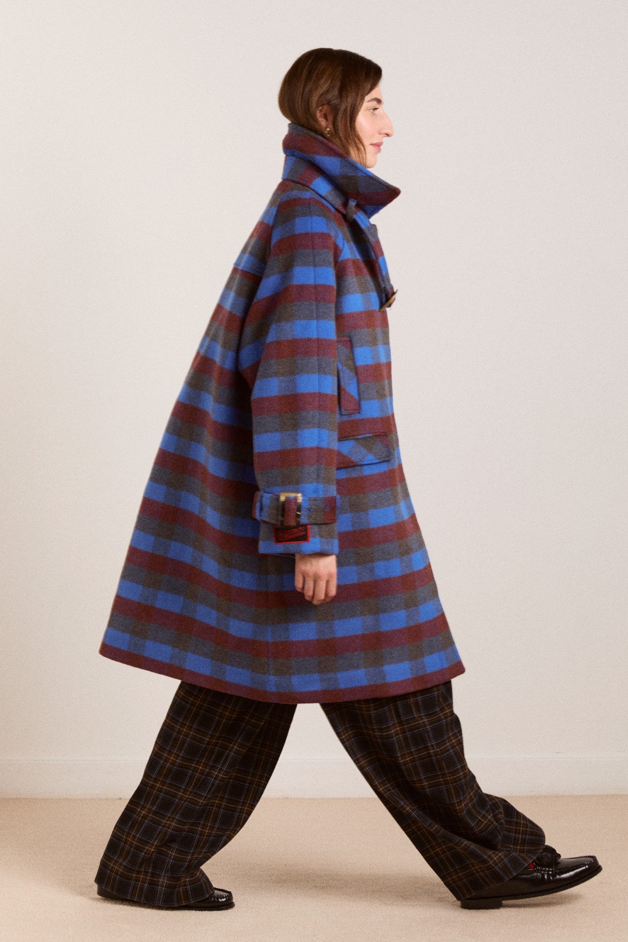 Damson Madder vivi wool coat - blue/brick