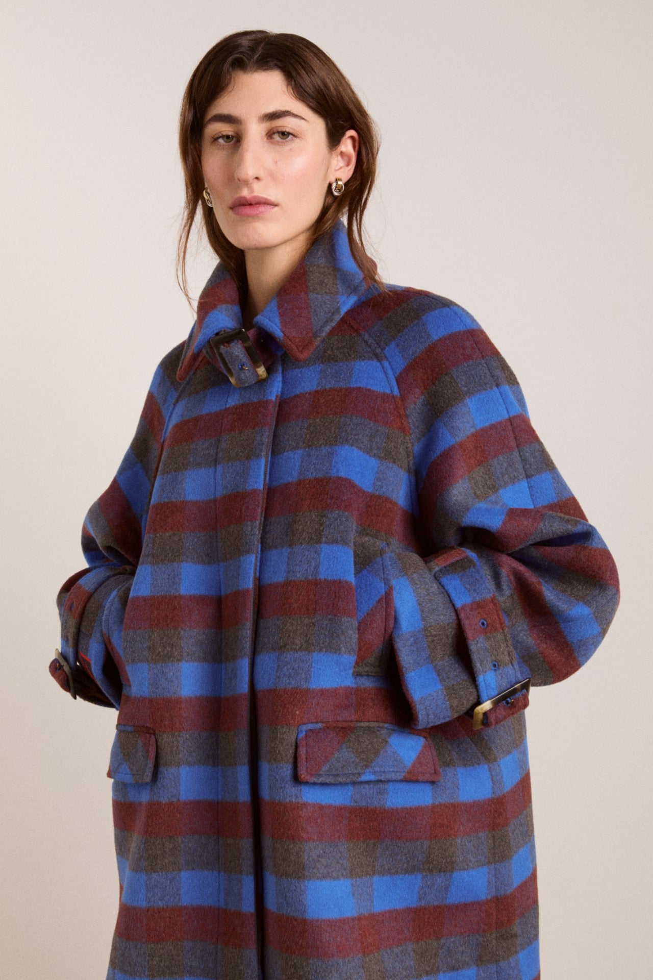 Damson Madder vivi wool coat - blue/brick