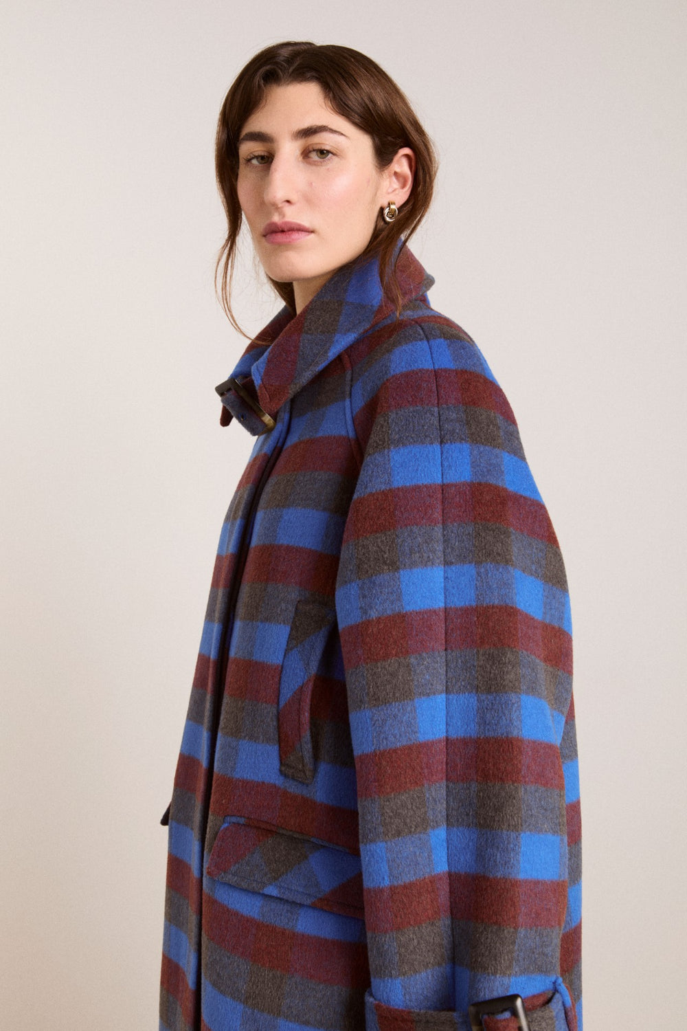 Damson Madder vivi wool coat - blue/brick