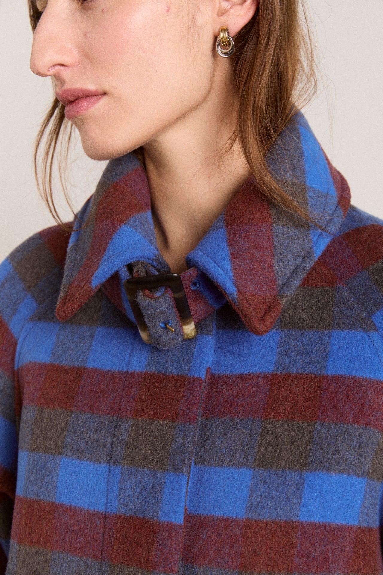 Damson Madder vivi wool coat - blue/brick