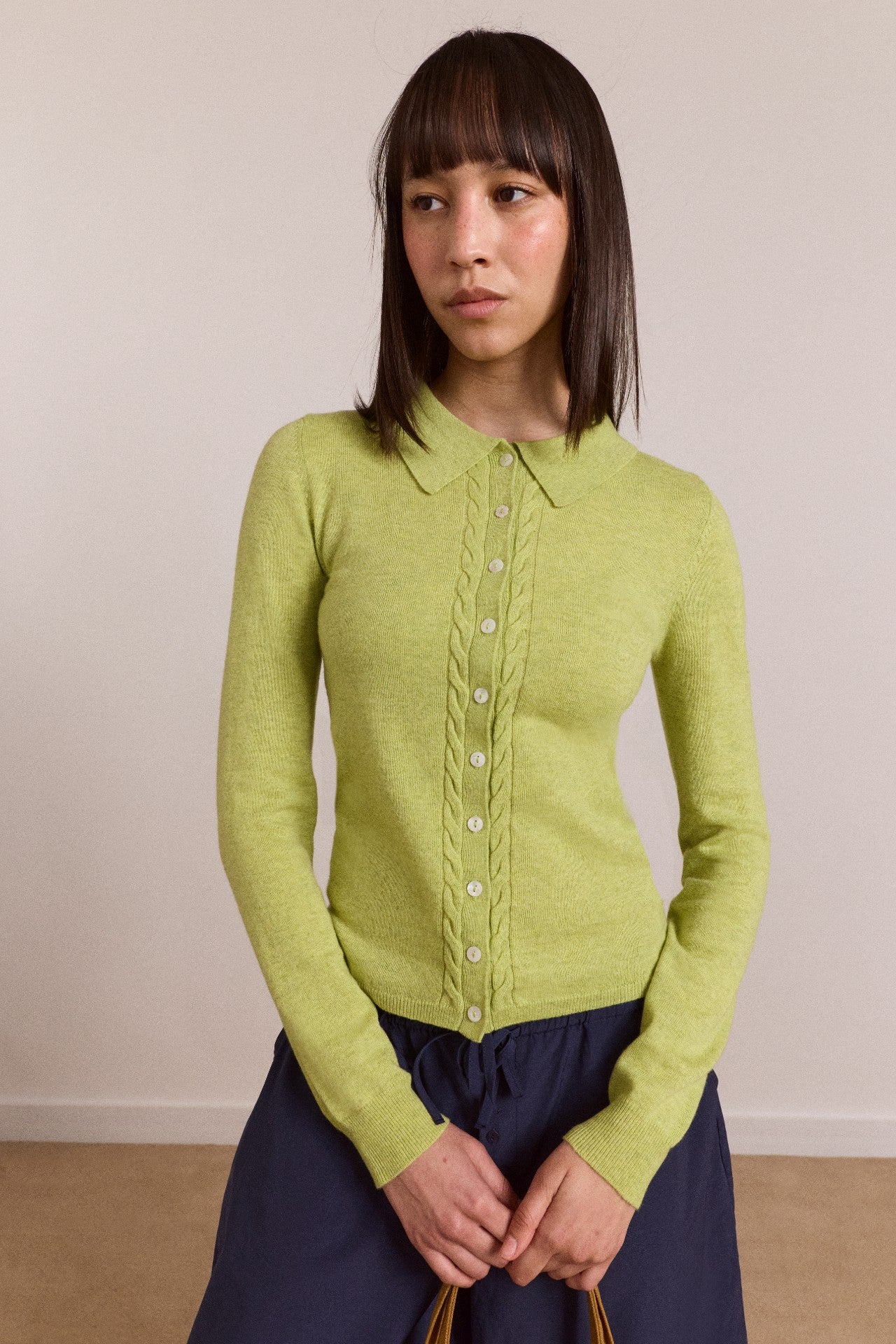 Damson Madder voula wool and cashmere blend cardigan - lime