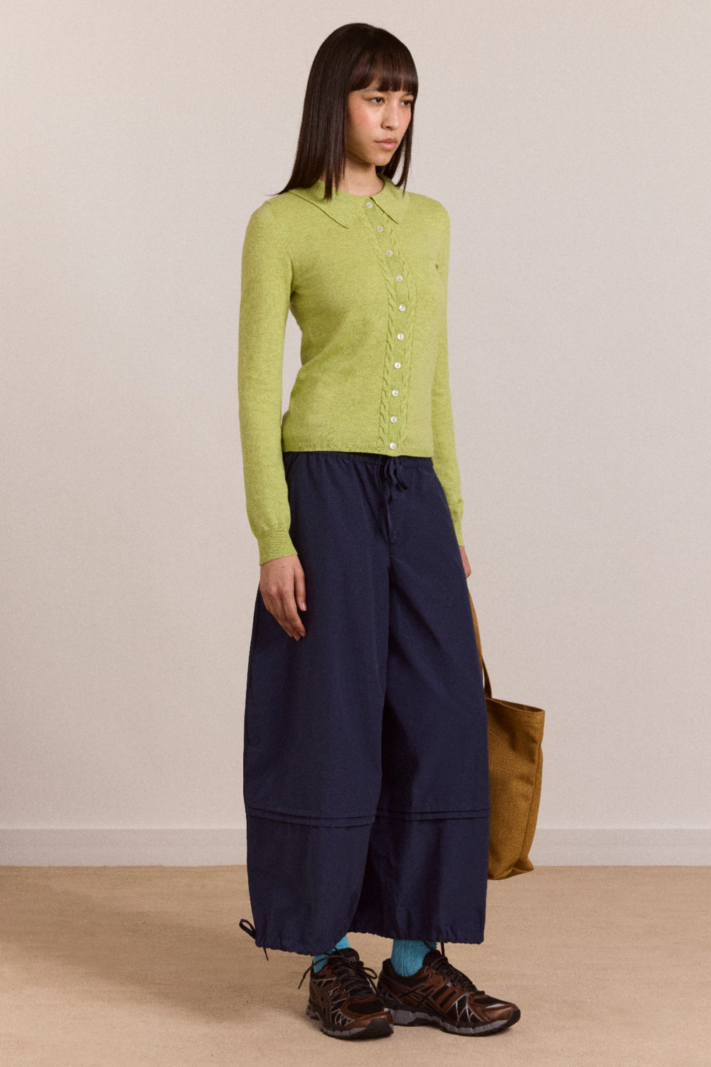 Damson Madder voula wool and cashmere blend cardigan - lime