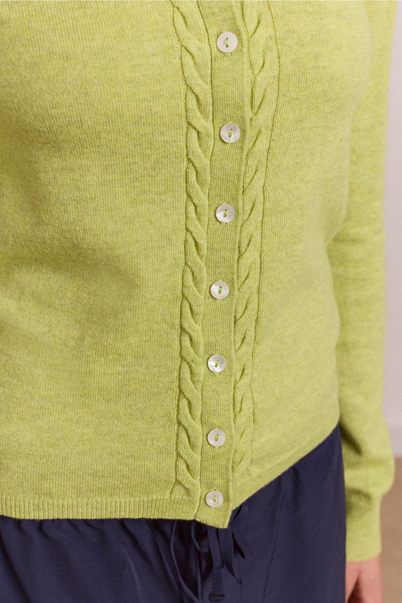 Damson Madder voula wool and cashmere blend cardigan - lime