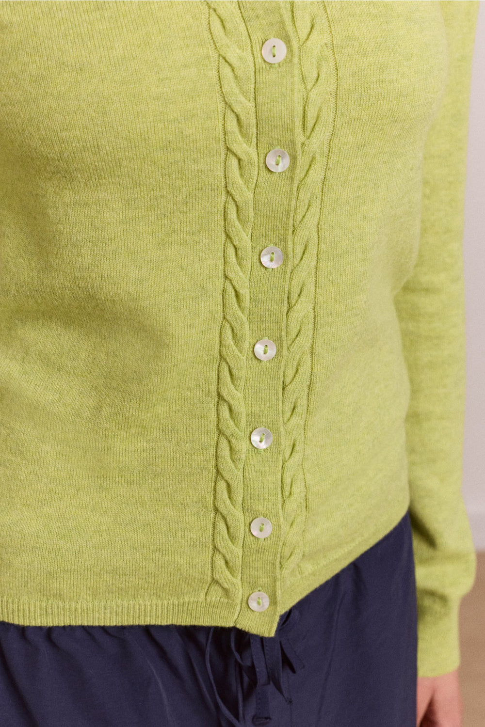 Damson Madder voula wool and cashmere blend cardigan - lime