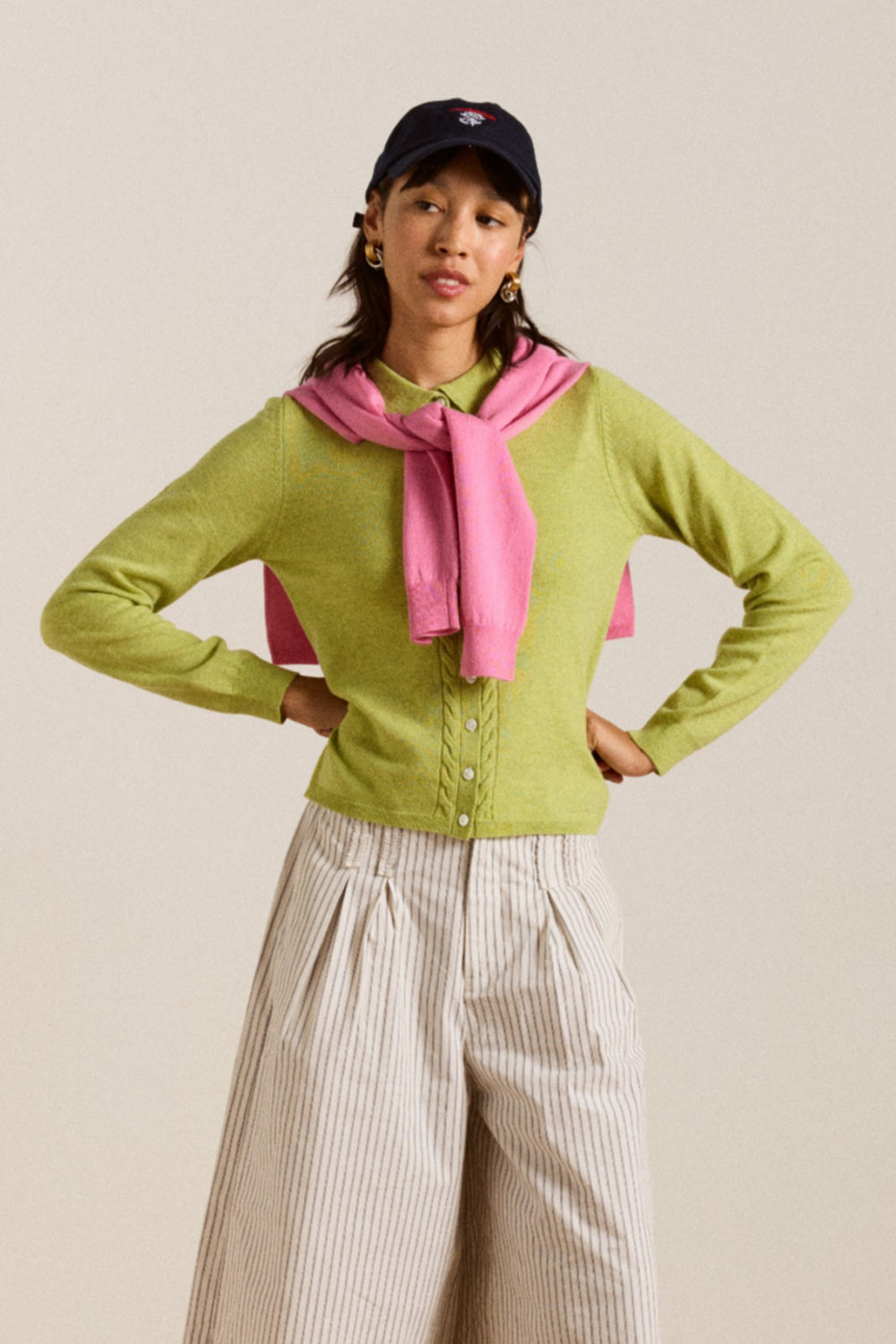 Damson Madder voula wool and cashmere blend cardigan - lime