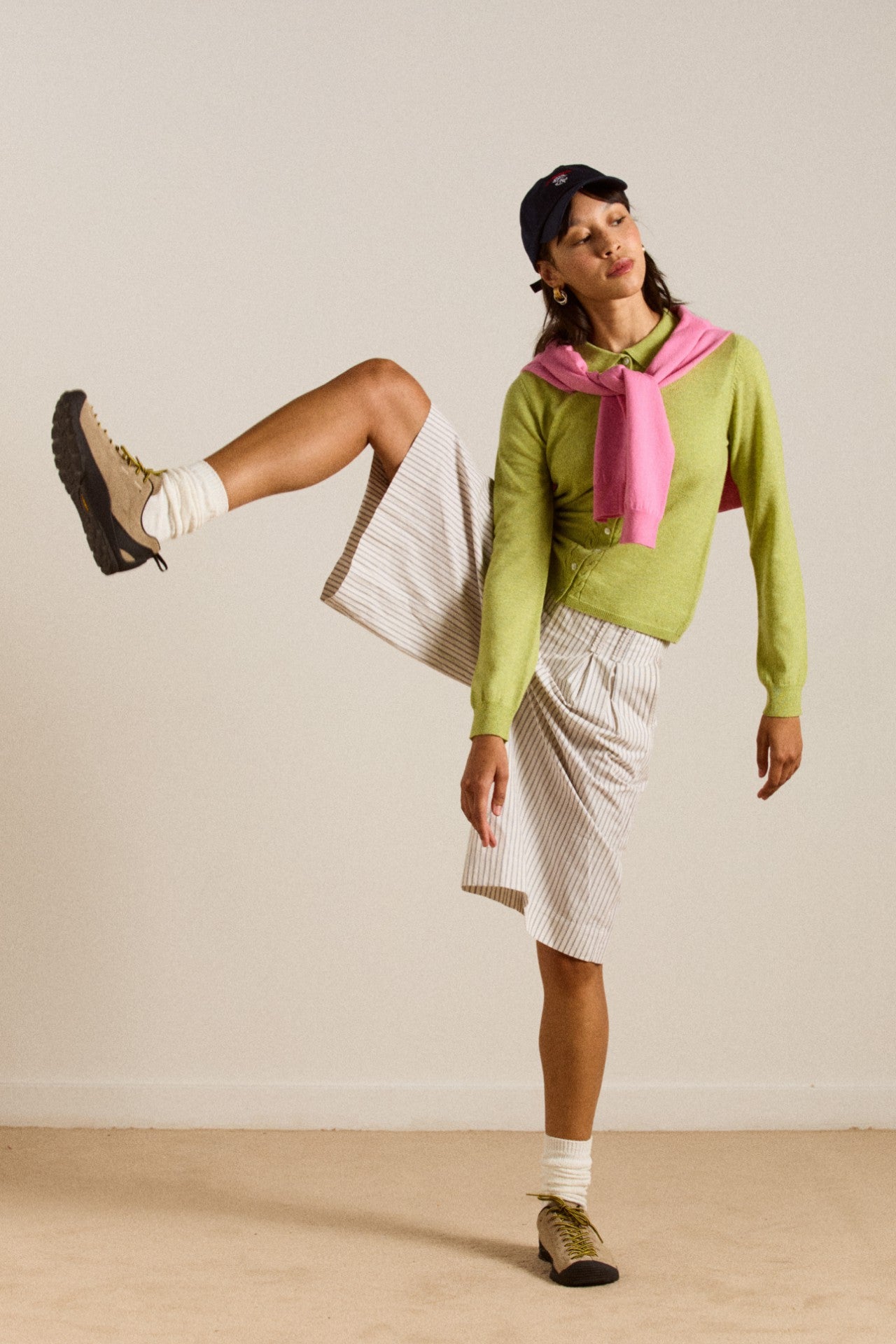 Damson Madder voula wool and cashmere blend cardigan - lime