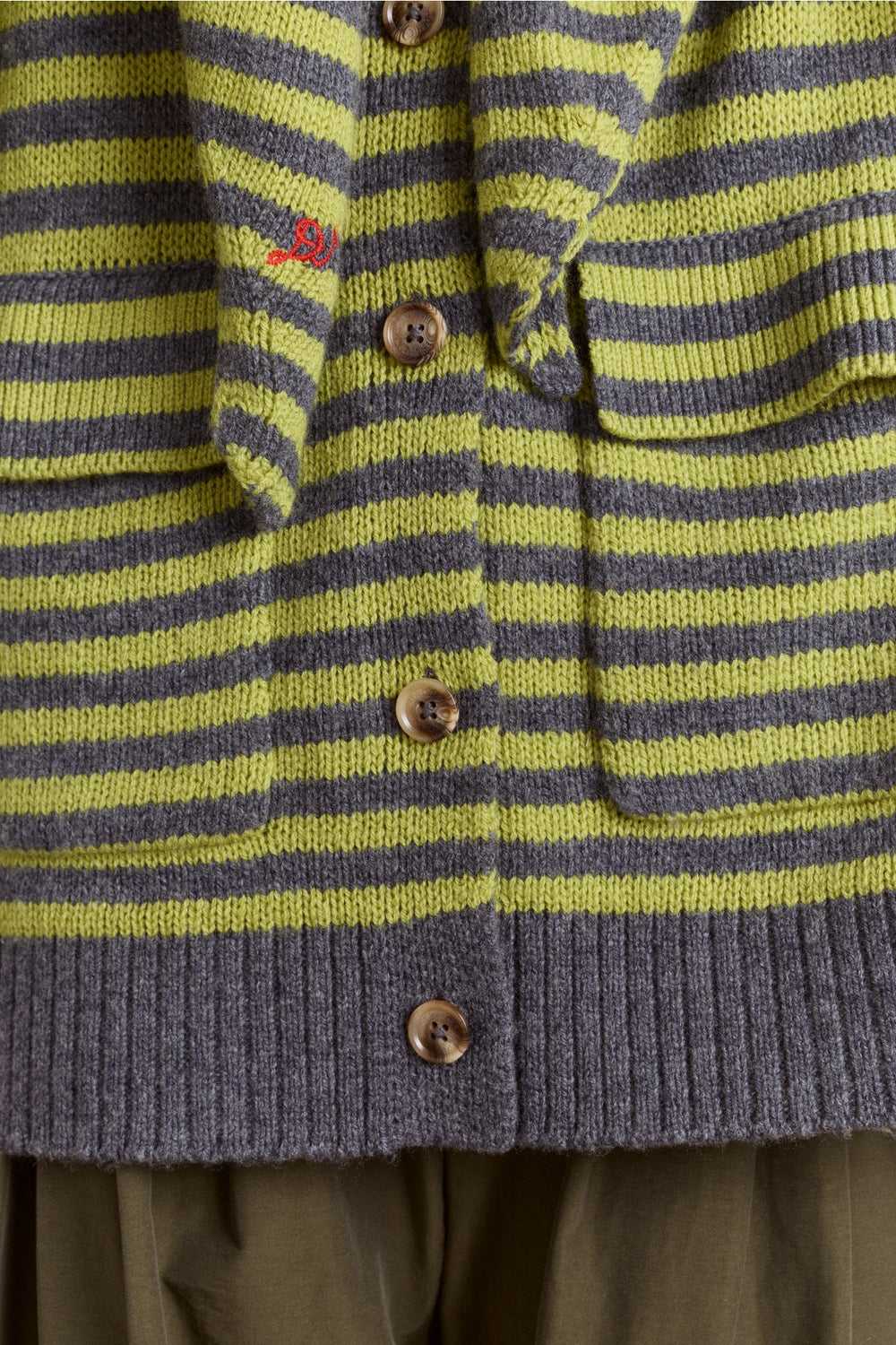 Damson Madder anouk cardigan with removable hood - olive/grey