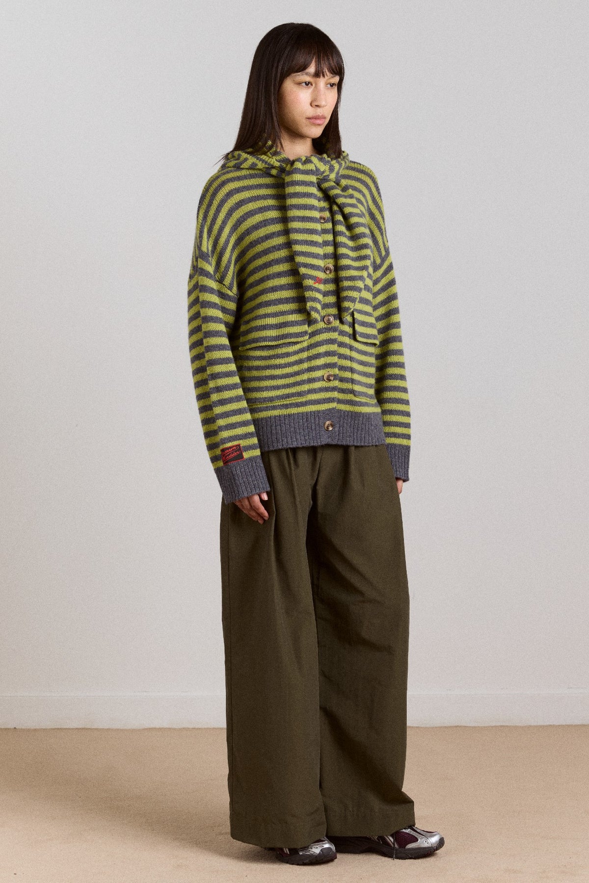 Damson Madder anouk cardigan with removable hood - olive/grey