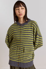 Damson Madder anouk cardigan with removable hood - olive/grey
