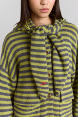 Damson Madder anouk cardigan with removable hood - olive/grey