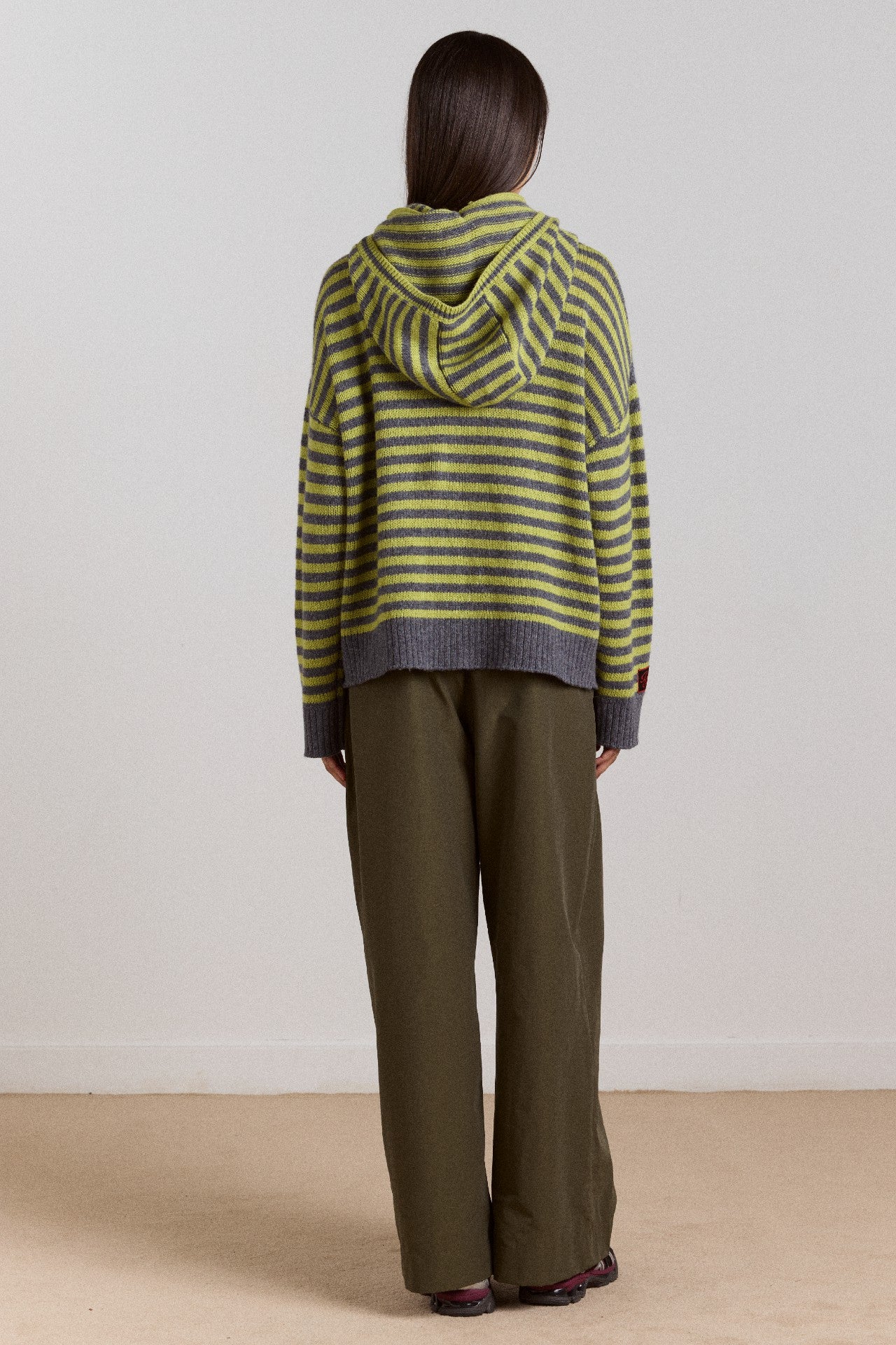 Damson Madder anouk cardigan with removable hood - olive/grey