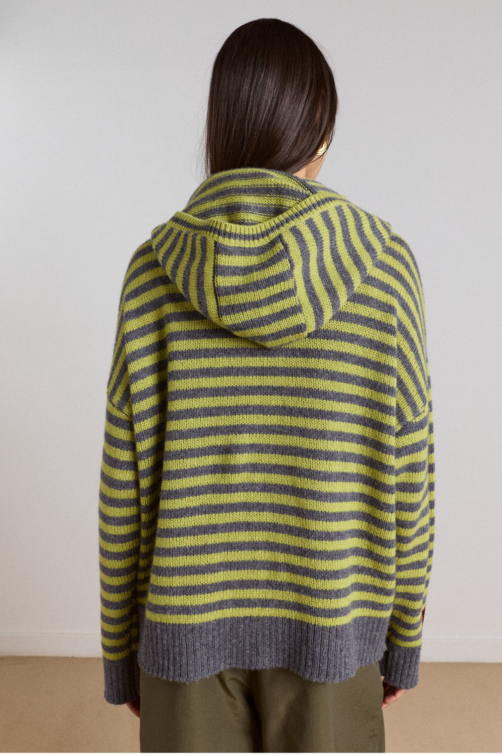 Damson Madder anouk cardigan with removable hood - olive/grey