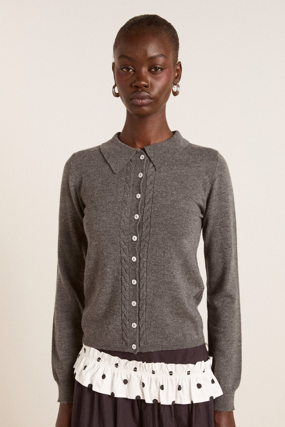 Damson Madder voula wool and cashmere blend cardigan - charcoal