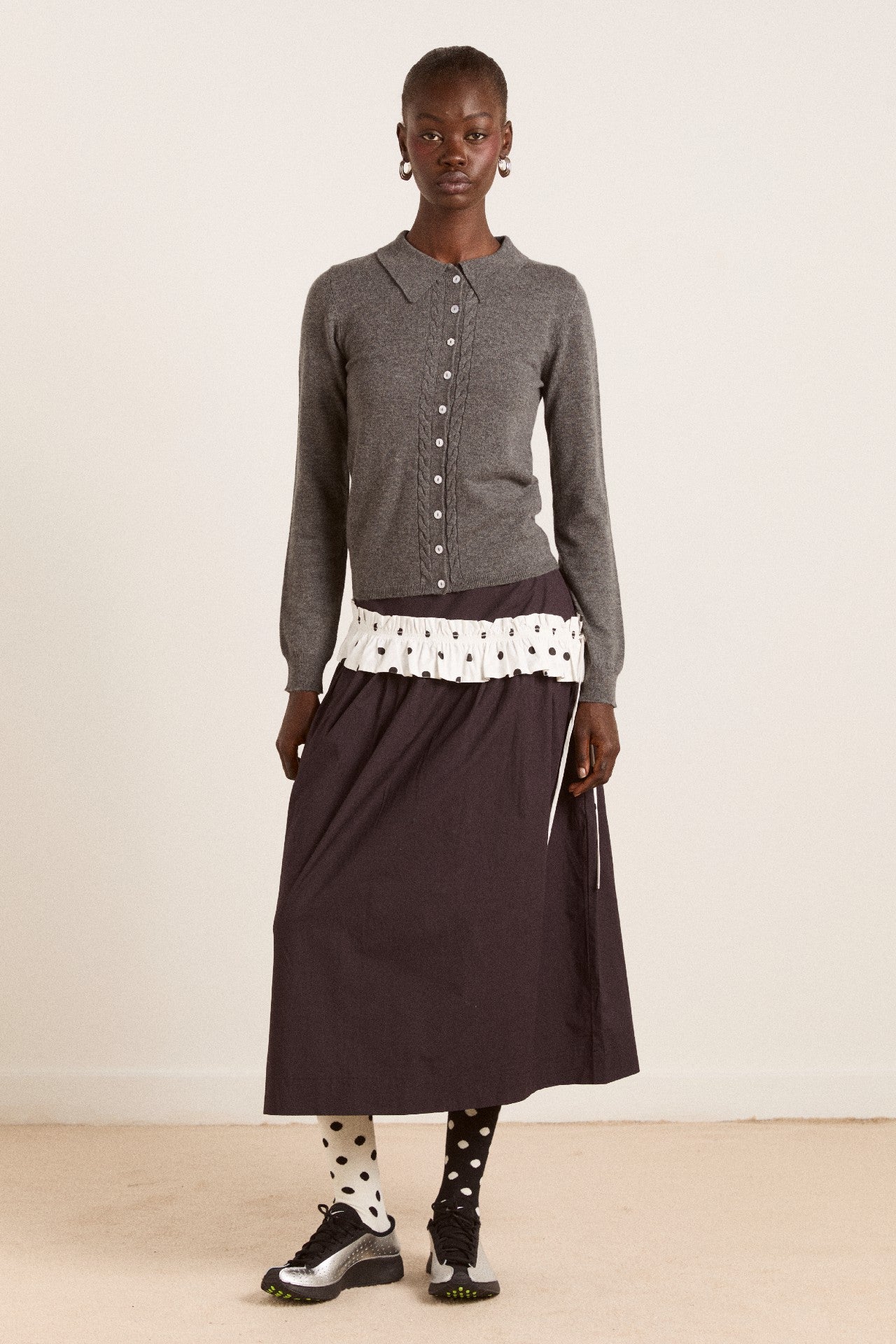 Damson Madder voula wool and cashmere blend cardigan - charcoal