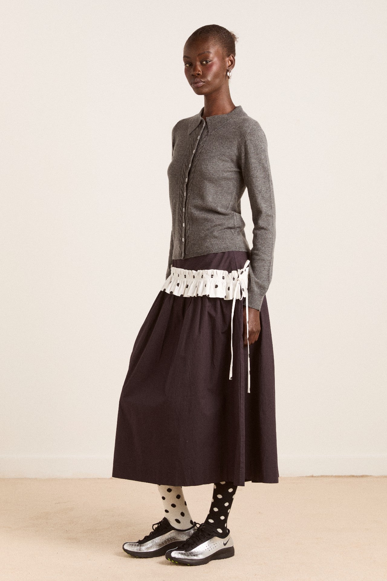 Damson Madder voula wool and cashmere blend cardigan - charcoal
