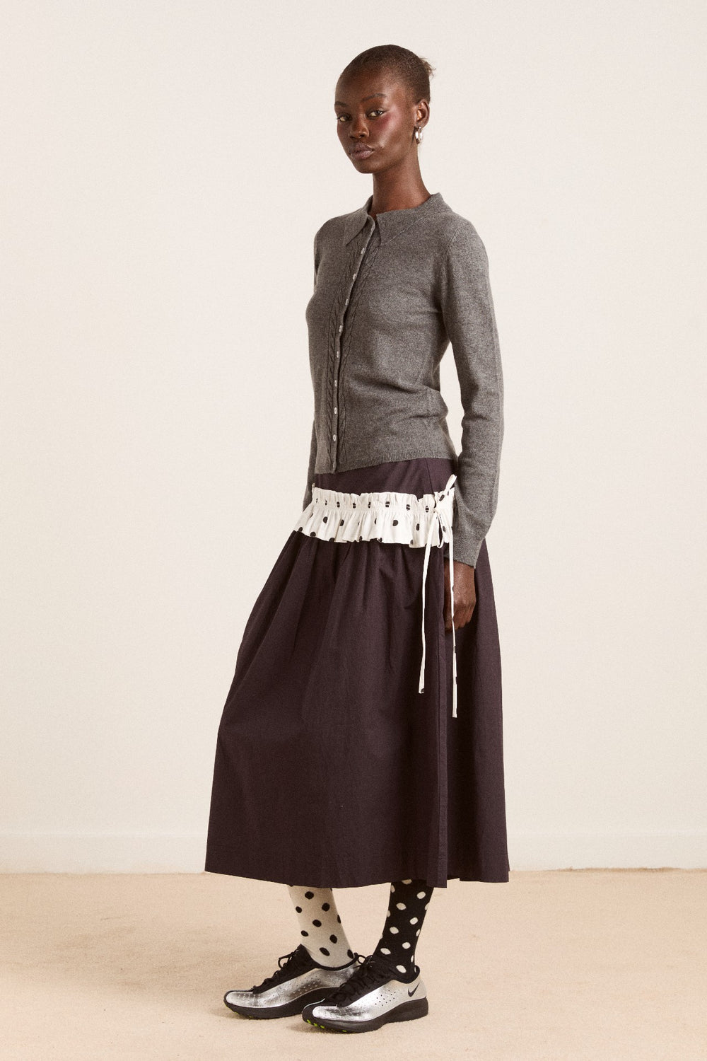 Damson Madder voula wool and cashmere blend cardigan - charcoal