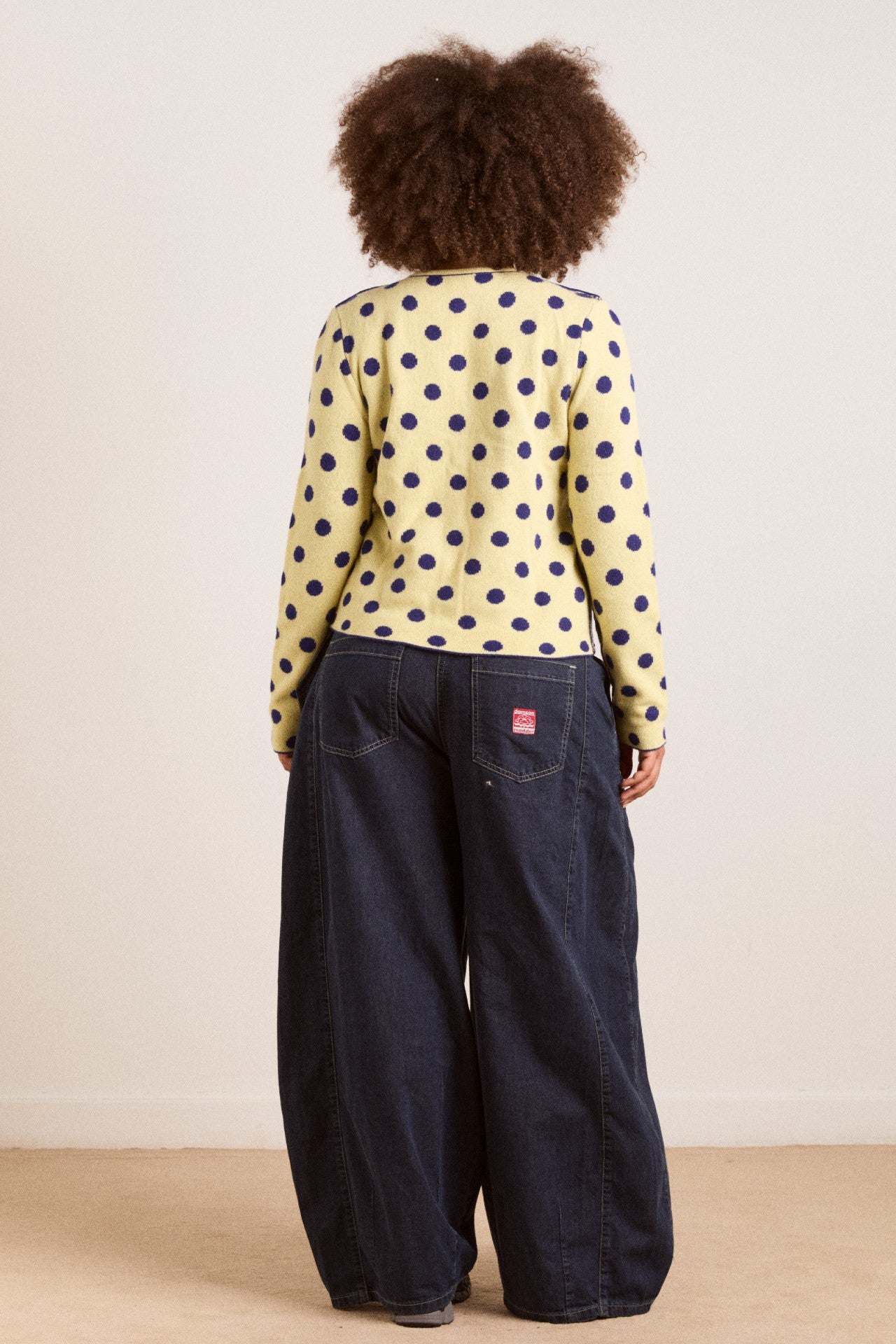 Damson Madder tabitha reversible merino wool cardigan -navy/butter