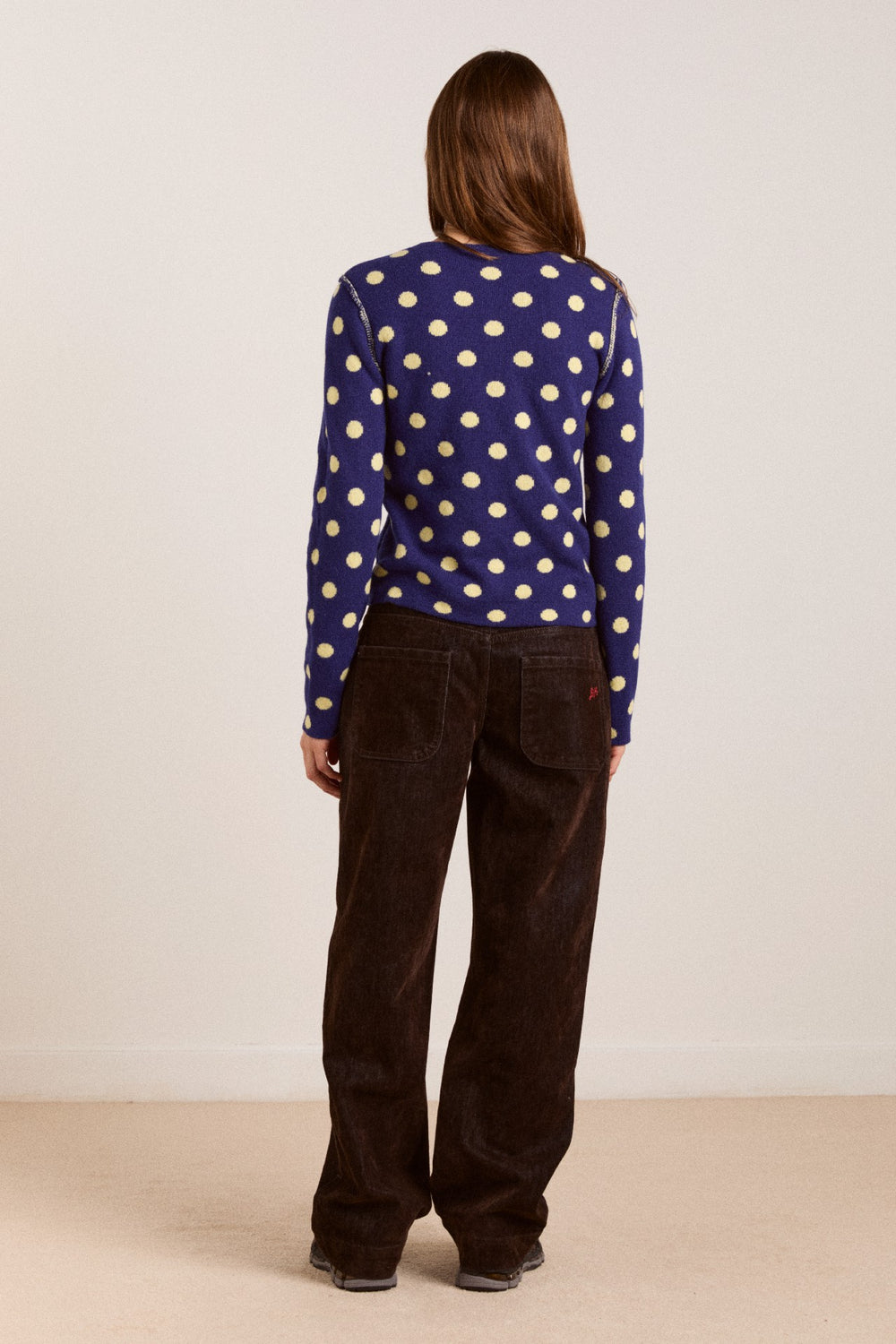 Damson Madder tabitha reversible merino wool cardigan -navy/butter