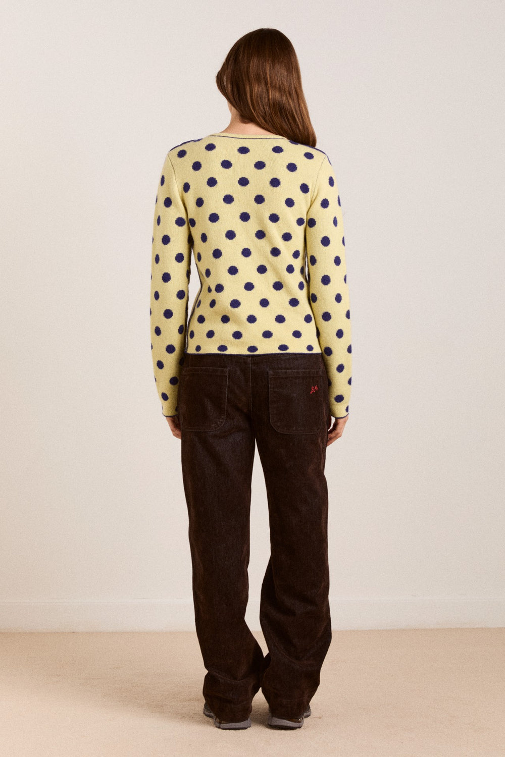 Damson Madder tabitha reversible merino wool cardigan -navy/butter