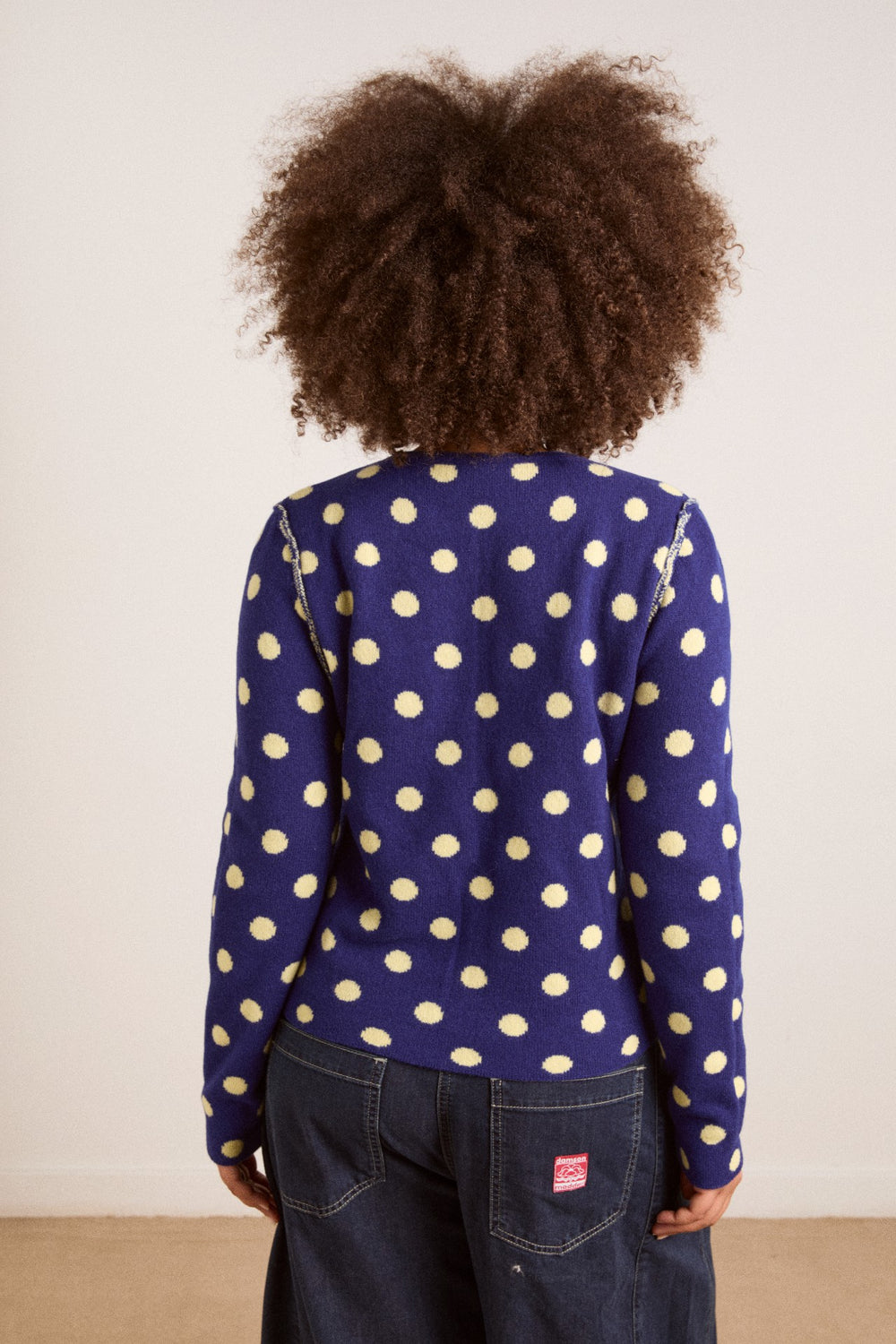 Damson Madder tabitha reversible merino wool cardigan -navy/butter