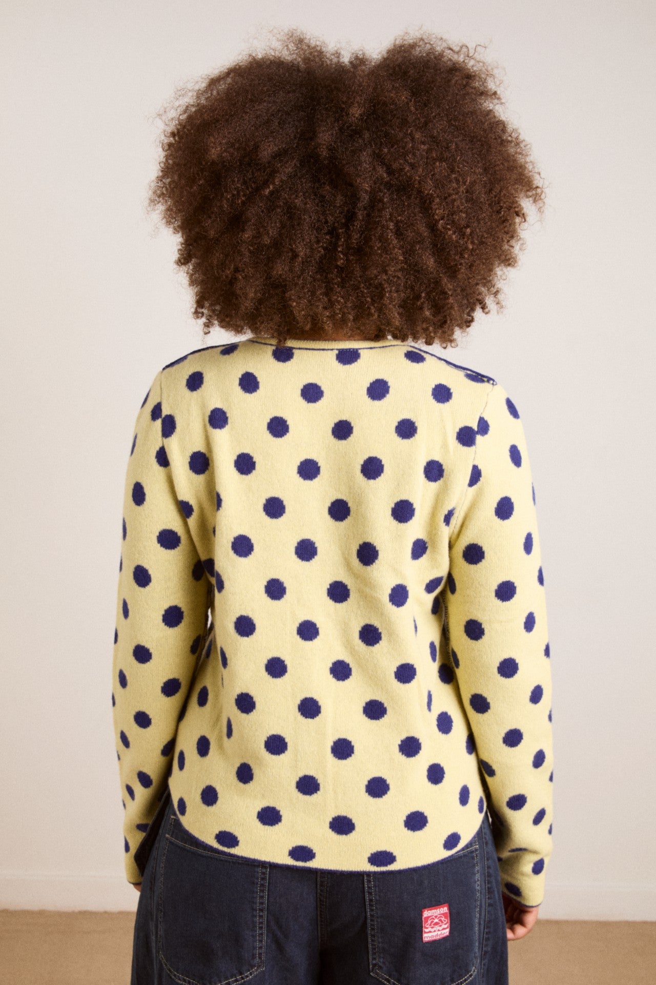 Damson Madder tabitha reversible merino wool cardigan -navy/butter