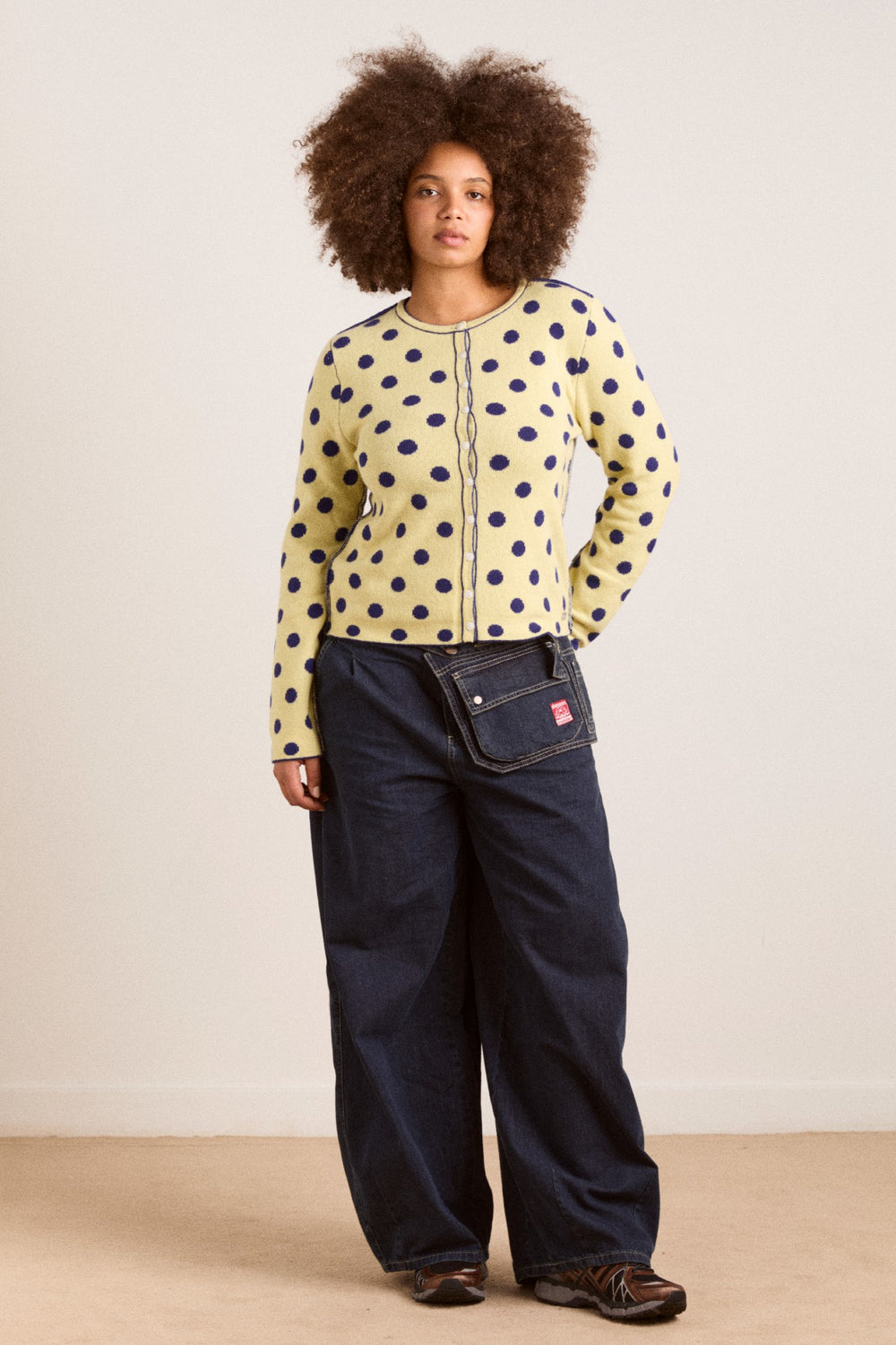 Damson Madder tabitha reversible merino wool cardigan -navy/butter