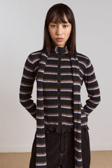 Damson Madder anelis cotton merino blend cardigan- multi stripe