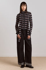 Damson Madder anelis cotton merino blend cardigan- multi stripe