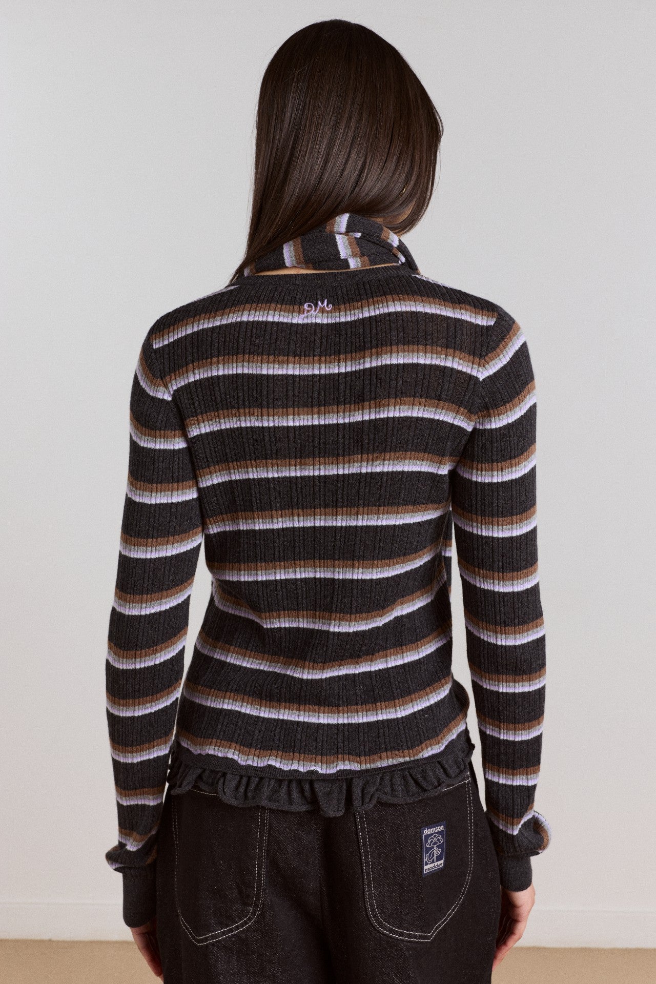 Damson Madder anelis cotton merino blend cardigan- multi stripe