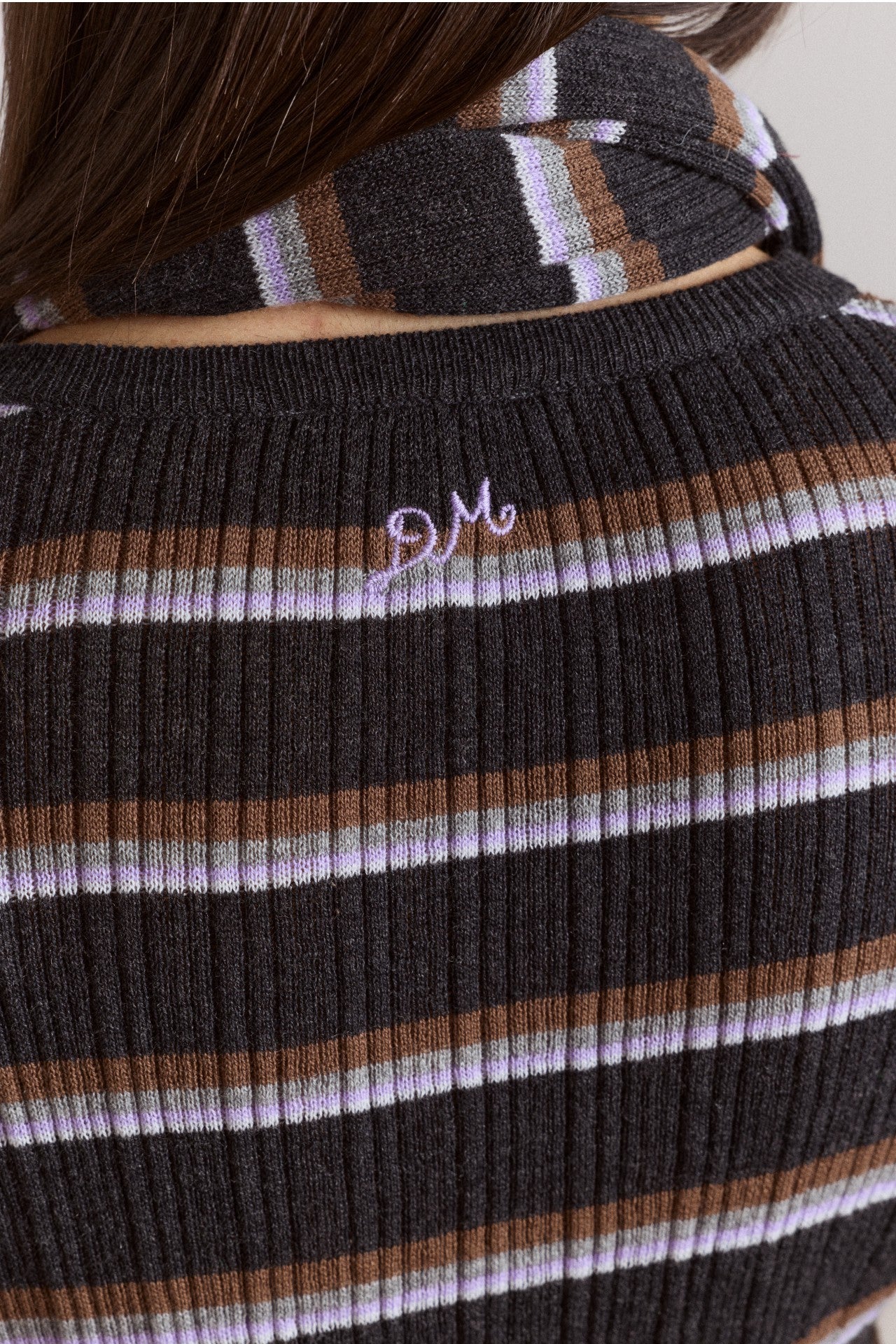 Damson Madder anelis cotton merino blend cardigan- multi stripe