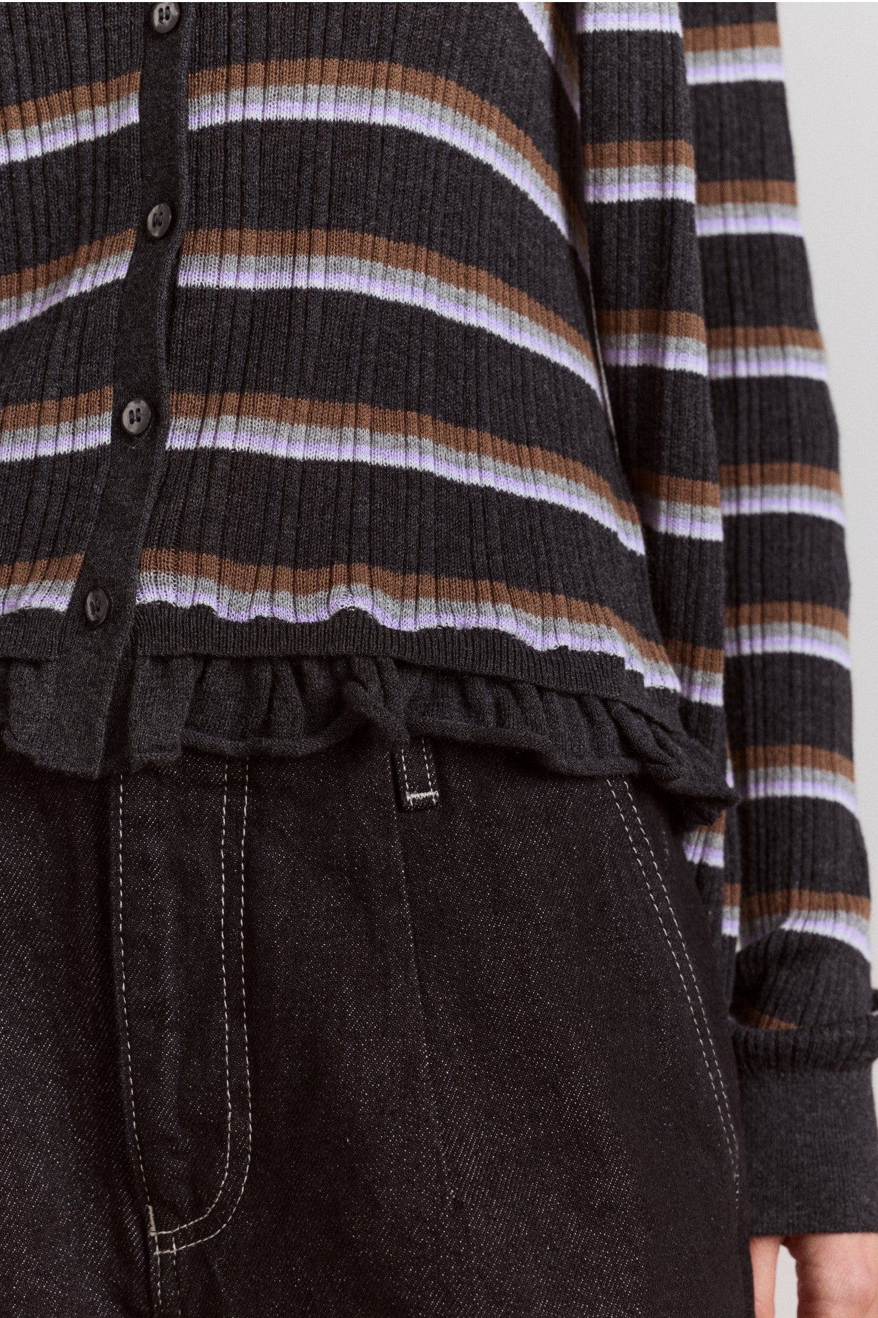 Damson Madder anelis cotton merino blend cardigan- multi stripe