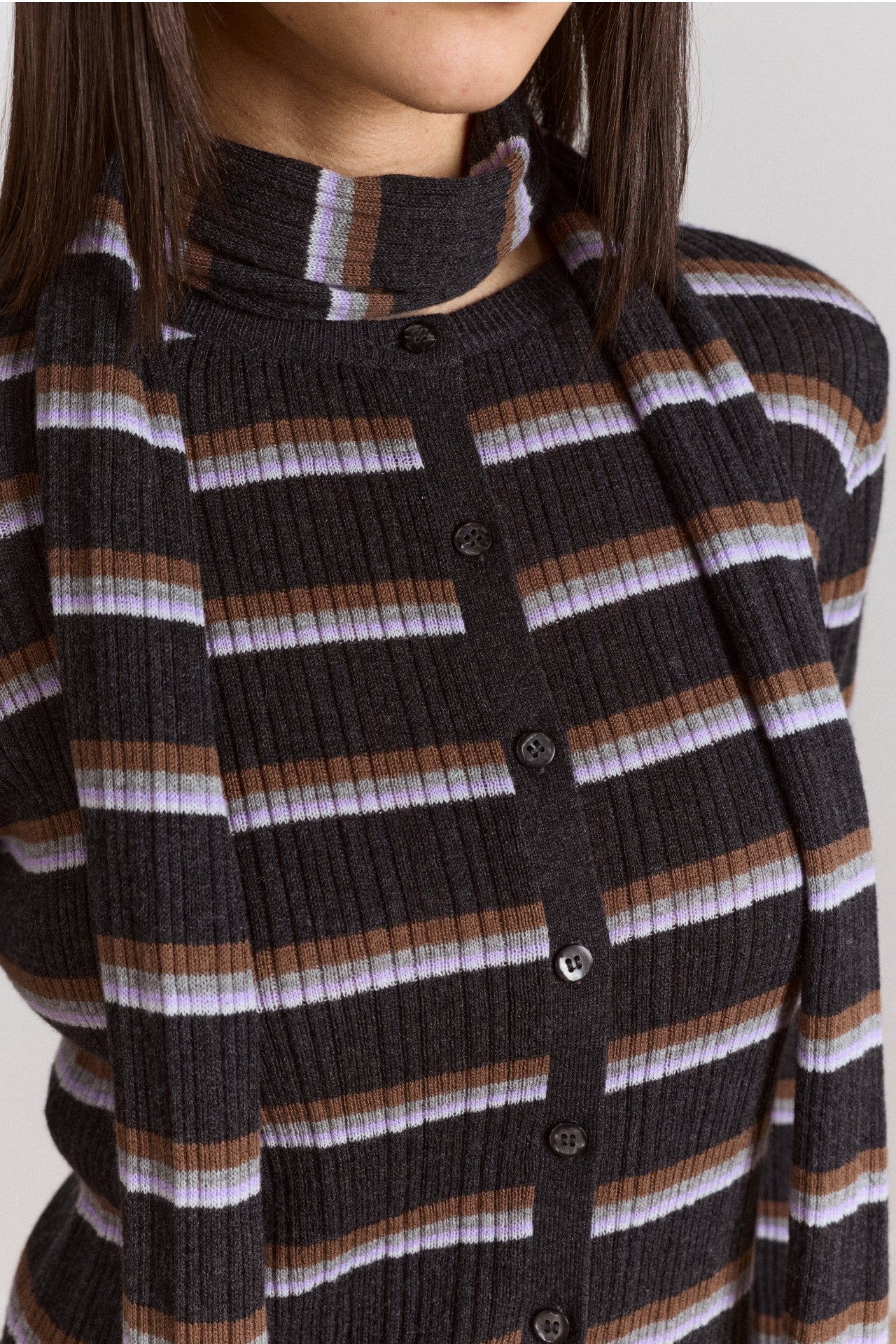Damson Madder anelis cotton merino blend cardigan- multi stripe
