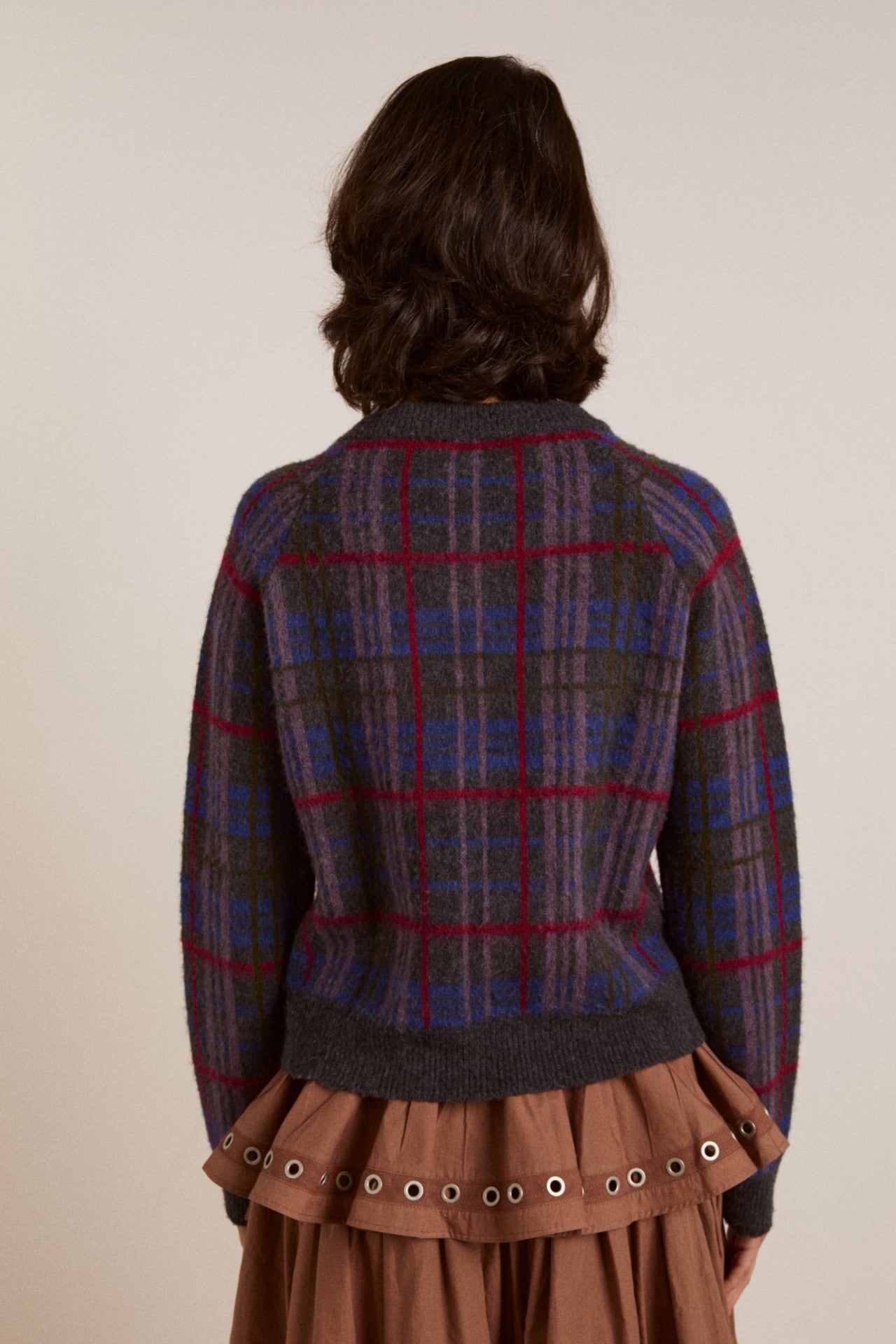 Damson Madder minah merino wool cardigan - brushed check