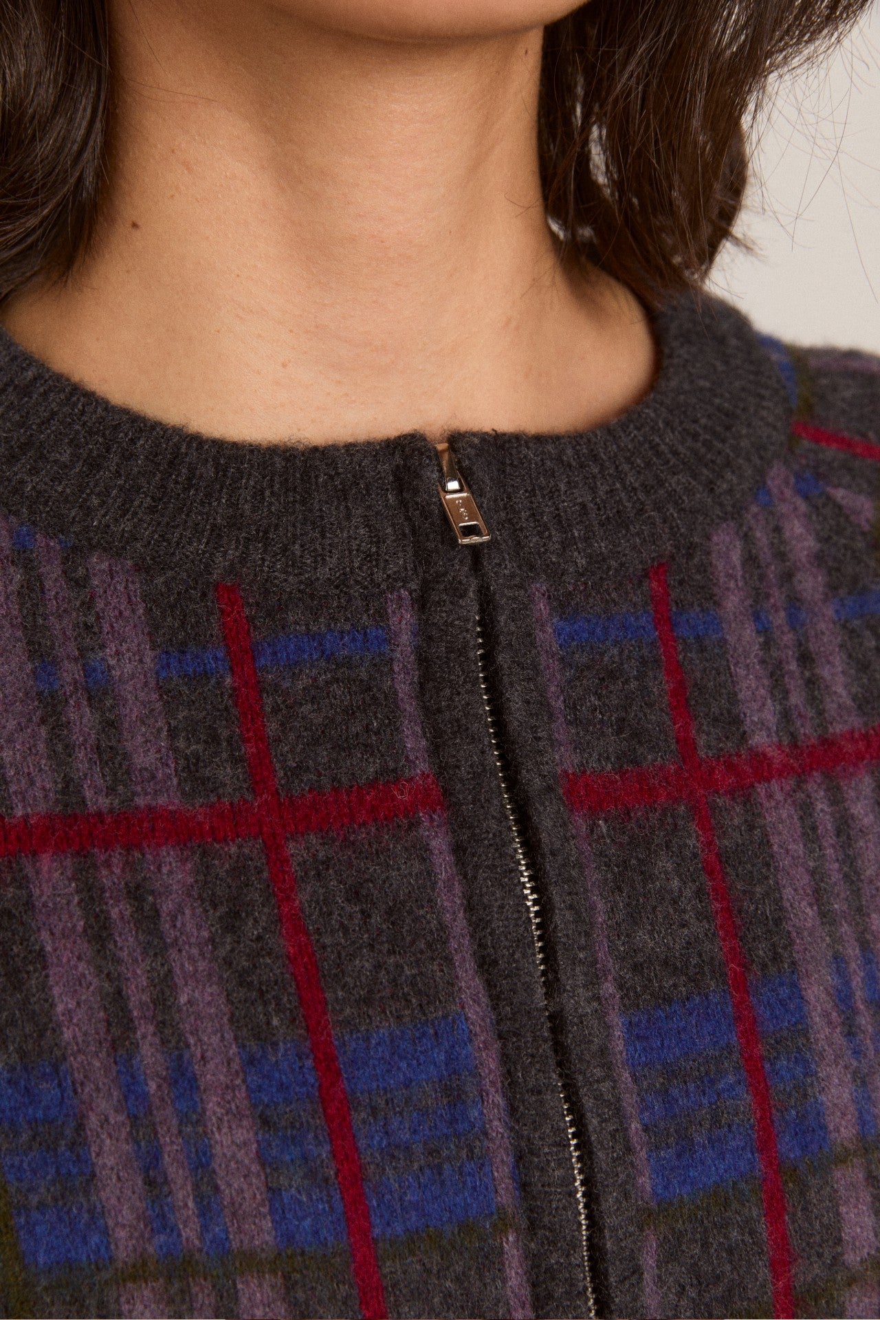 Damson Madder minah merino wool cardigan - brushed check
