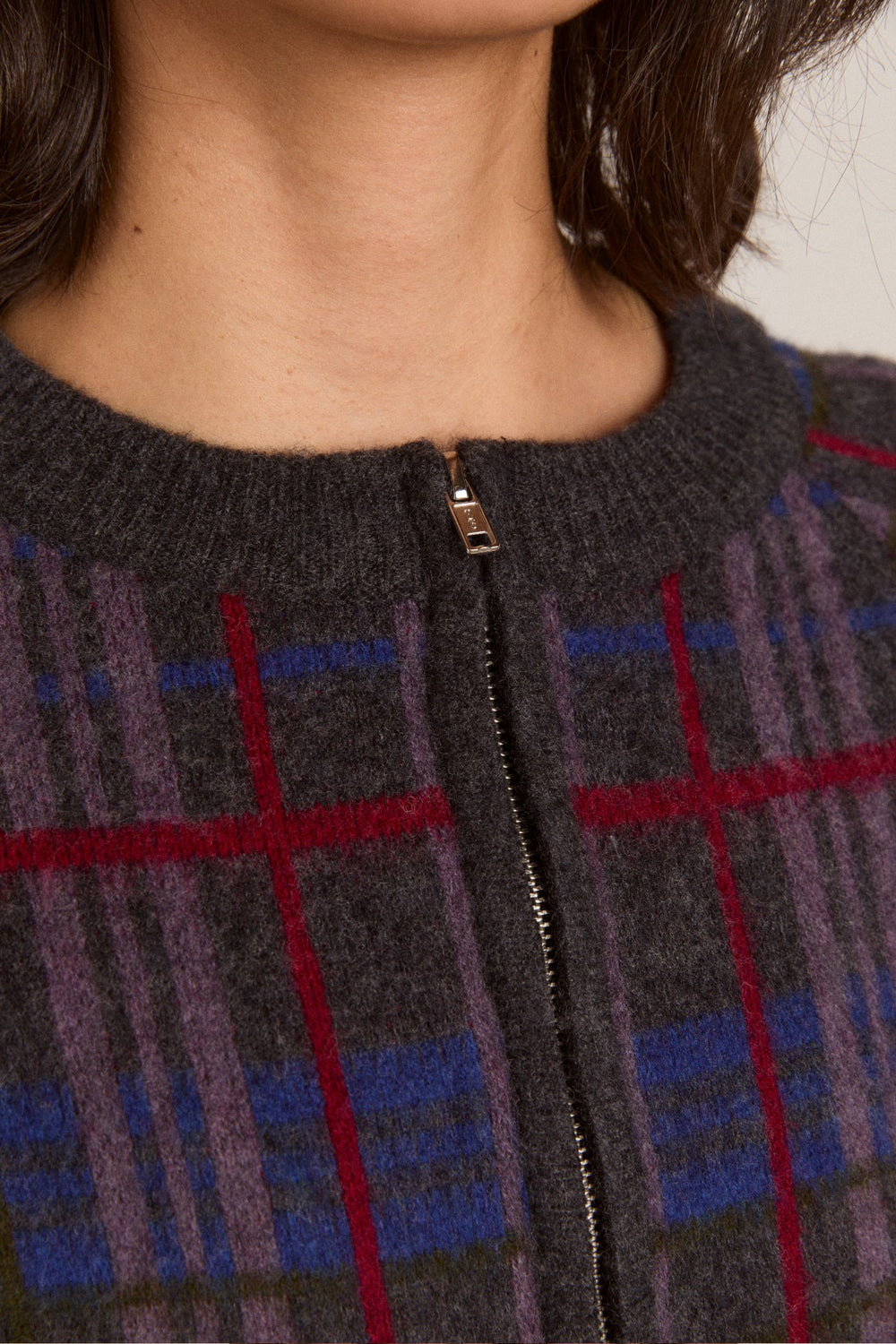 Damson Madder minah merino wool cardigan - brushed check