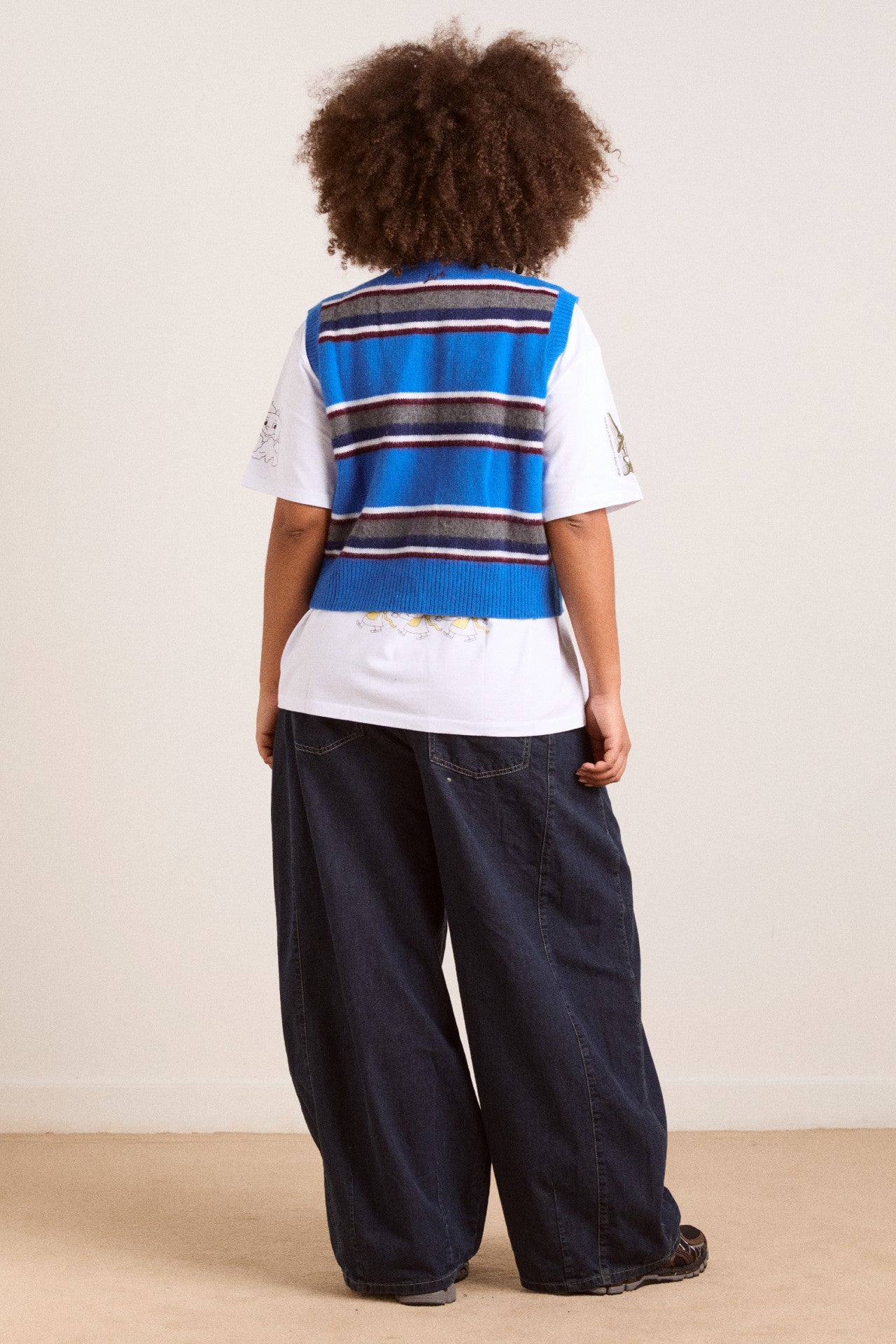 Damson Madder sofie merino wool vest - blue stripe