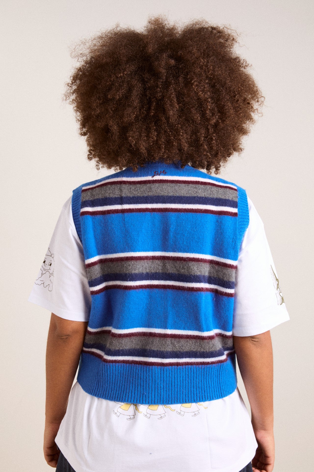 Damson Madder sofie merino wool vest - blue stripe