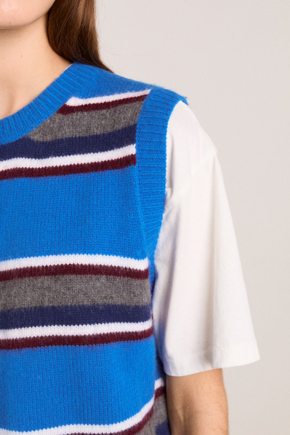 Damson Madder sofie merino wool vest - blue stripe