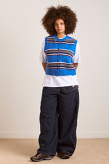 Damson Madder sofie merino wool vest - blue stripe
