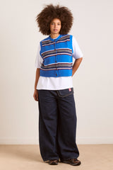 Damson Madder sofie merino wool vest - blue stripe